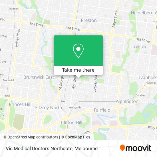 Vic Medical Doctors Northcote map