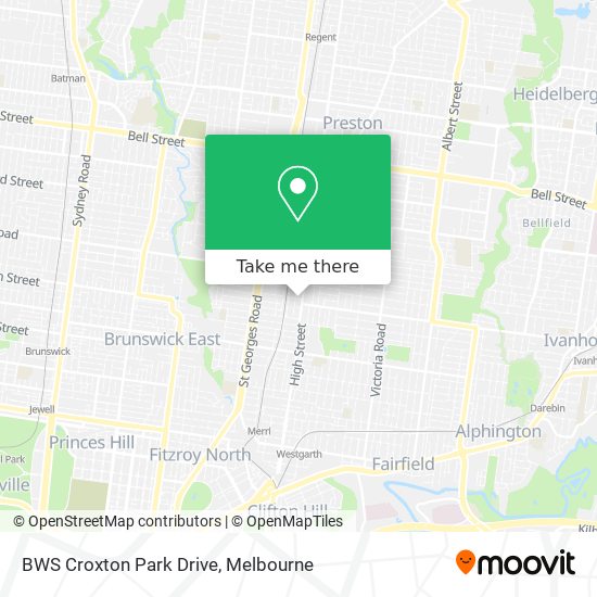 Mapa BWS Croxton Park Drive