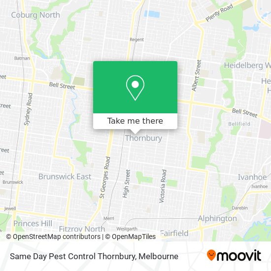 Same Day Pest Control Thornbury map