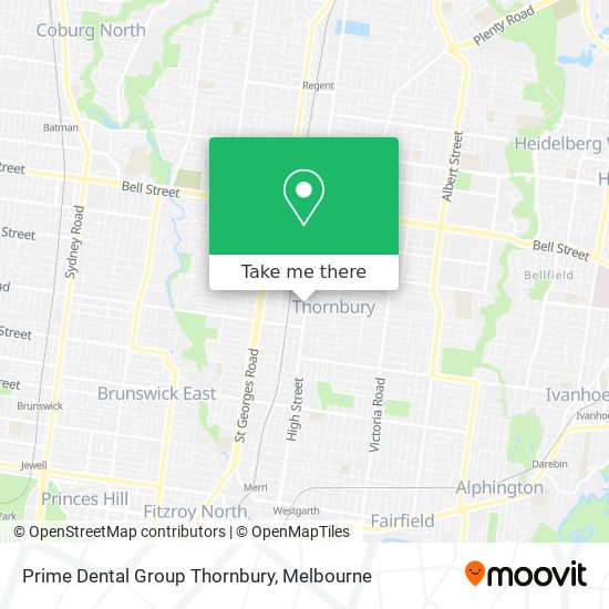 Mapa Prime Dental Group Thornbury