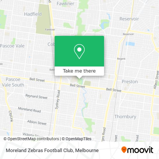 Mapa Moreland Zebras Football Club