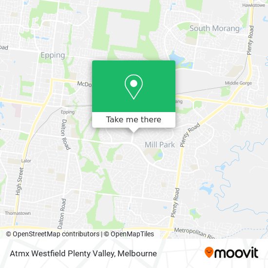 Atmx Westfield Plenty Valley map