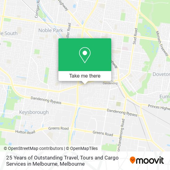 Mapa 25 Years of Outstanding Travel, Tours and Cargo Services in Melbourne