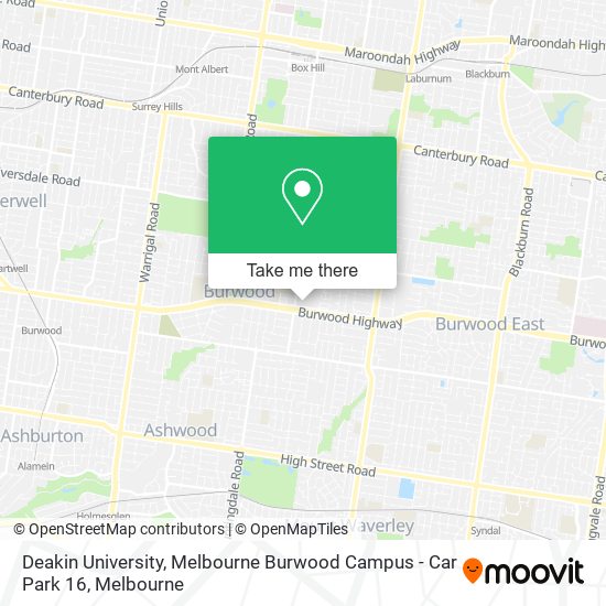 Mapa Deakin University, Melbourne Burwood Campus - Car Park 16