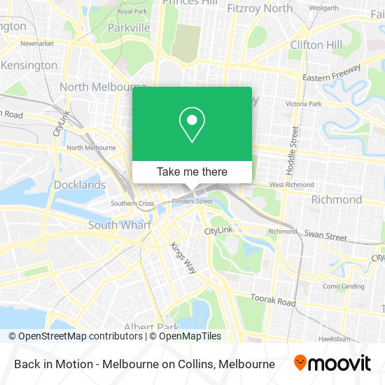 Mapa Back in Motion - Melbourne on Collins