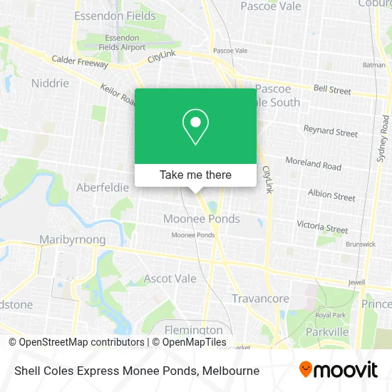 Mapa Shell Coles Express Monee Ponds
