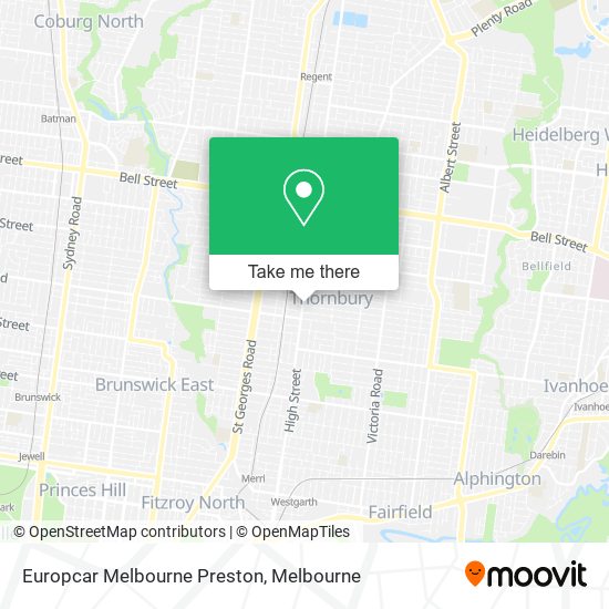 Mapa Europcar Melbourne Preston