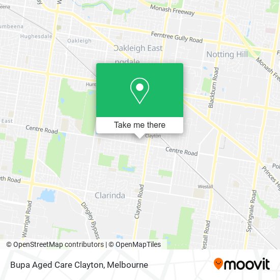 Bupa Aged Care Clayton map