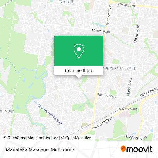 How to get to Manataka Massage in Hoppers Crossing by bus or train?