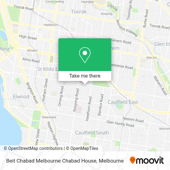 Mapa Beit Chabad Melbourne Chabad House