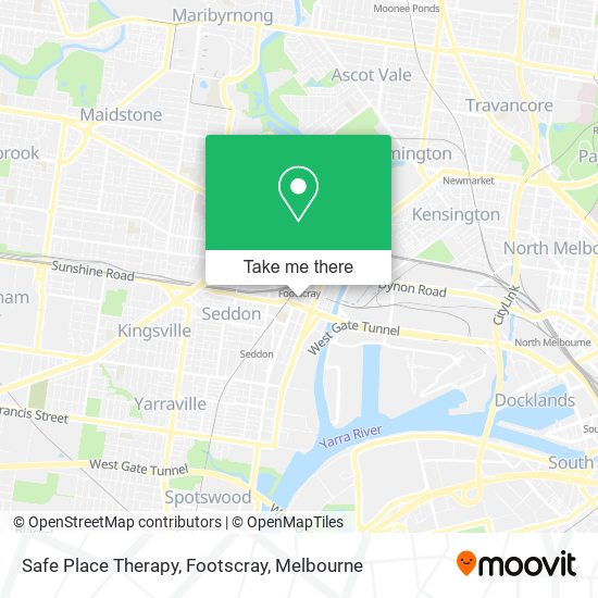 Mapa Safe Place Therapy, Footscray