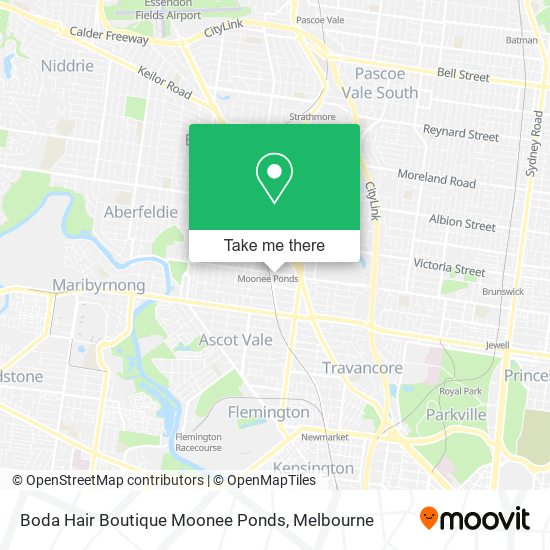 Mapa Boda Hair Boutique Moonee Ponds