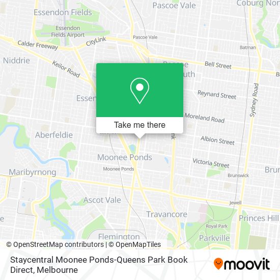 Mapa Staycentral Moonee Ponds-Queens Park Book Direct