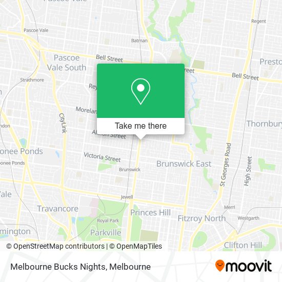 Melbourne Bucks Nights map