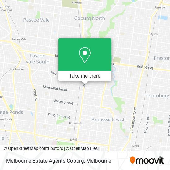 Melbourne Estate Agents Coburg map