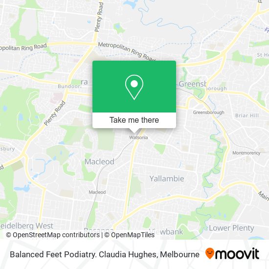 Balanced Feet Podiatry. Claudia Hughes map