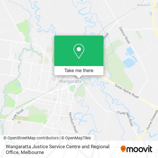 Wangaratta Justice Service Centre and Regional Office map