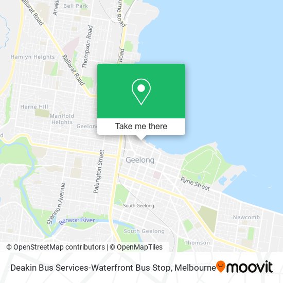 Deakin Bus Services-Waterfront Bus Stop map