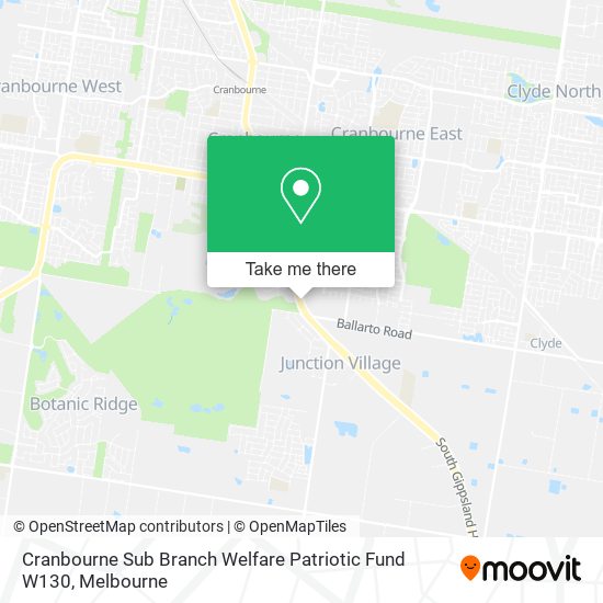 Cranbourne Sub Branch Welfare Patriotic Fund W130 map