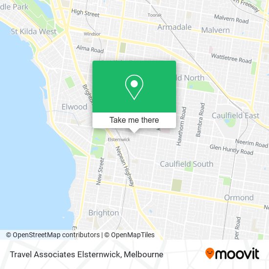 Mapa Travel Associates Elsternwick