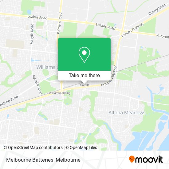 Mapa Melbourne Batteries