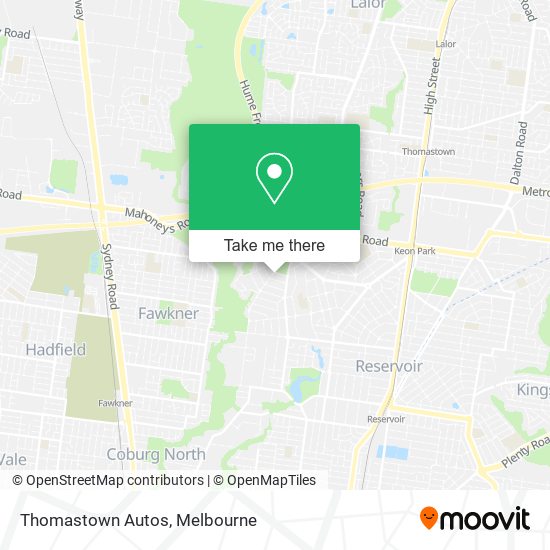 Thomastown Autos map