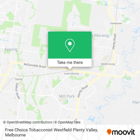 Free Choice Tobacconist Westfield Plenty Valley map