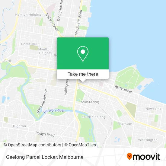 Mapa Geelong Parcel Locker