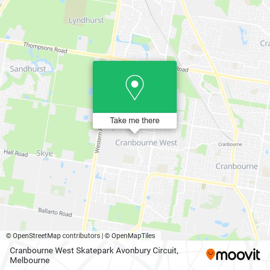 Cranbourne West Skatepark Avonbury Circuit map