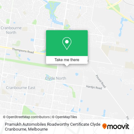Pramukh Automobiles Roadworthy Certificate Clyde Cranbourne map