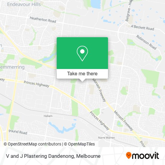 V and J Plastering Dandenong map