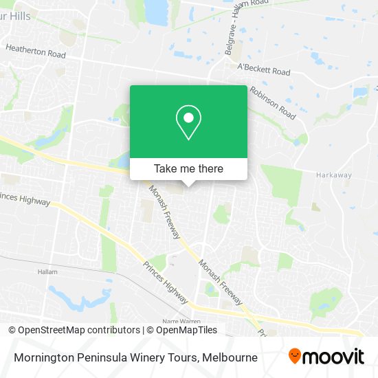 Mornington Peninsula Winery Tours map