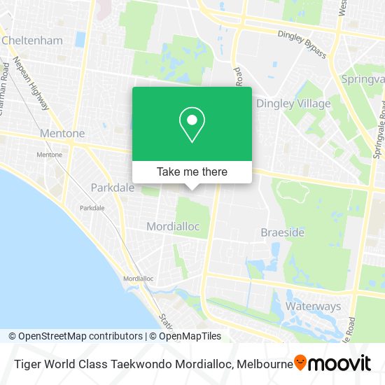 Mapa Tiger World Class Taekwondo Mordialloc