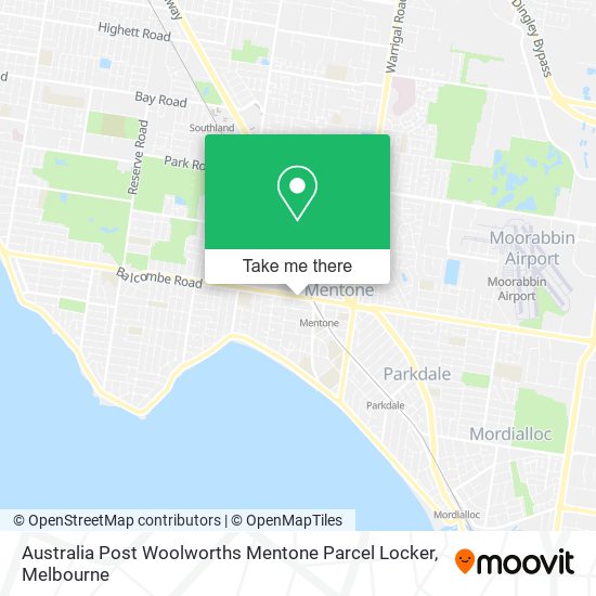 Australia Post Woolworths Mentone Parcel Locker map