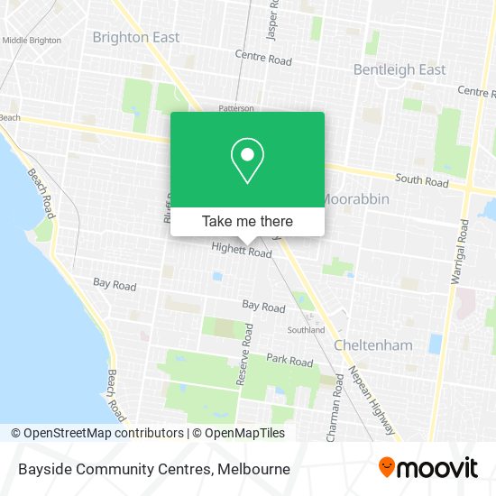 Bayside Community Centres map