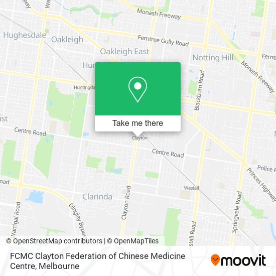 FCMC Clayton Federation of Chinese Medicine Centre map