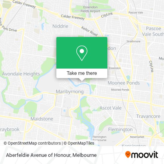 Aberfeldie Avenue of Honour map