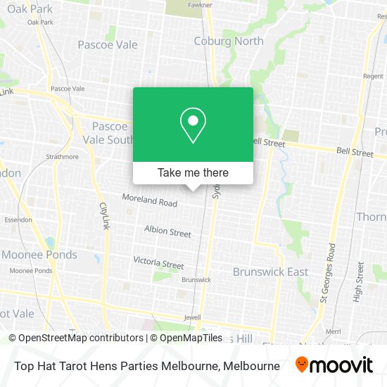 Top Hat Tarot Hens Parties Melbourne map