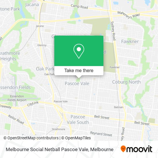 Melbourne Social Netball Pascoe Vale map