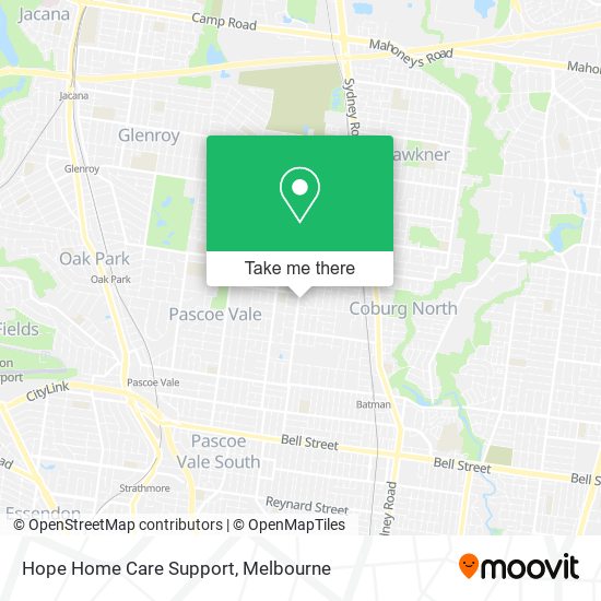 Hope Home Care Support map