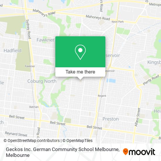 Mapa Geckos Inc. German Community School Melbourne