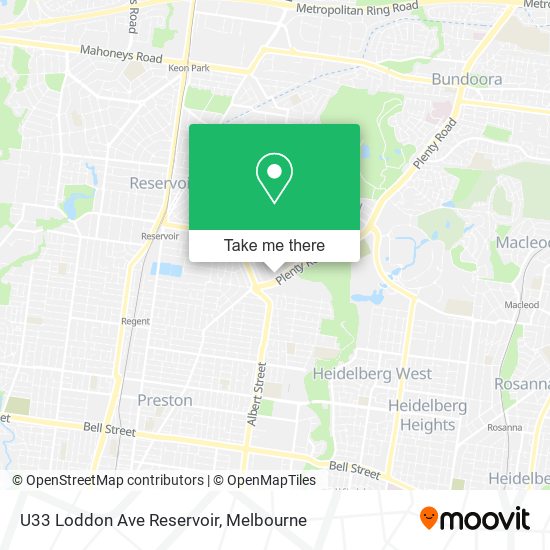 U33 Loddon Ave Reservoir map