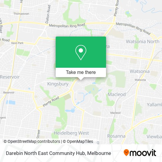 Darebin North East Community Hub map