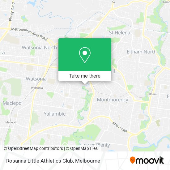 Rosanna Little Athletics Club map