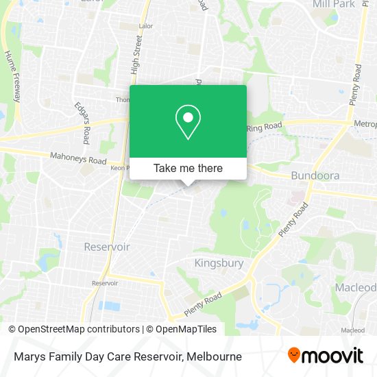 Marys Family Day Care Reservoir map