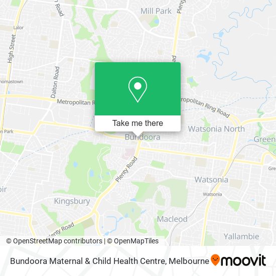 Bundoora Maternal & Child Health Centre map