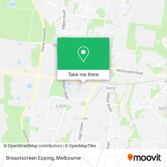Breastscreen Epping map