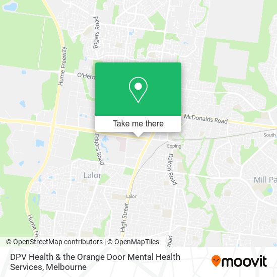 DPV Health & the Orange Door Mental Health Services map