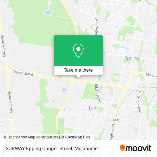 SUBWAY Epping Cooper Street map