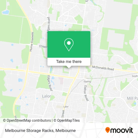Mapa Melbourne Storage Racks